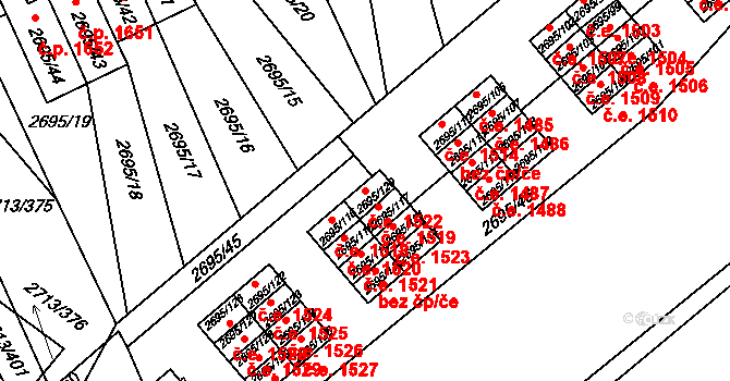 Pelhřimov 1522 na parcele st. 2695/120 v KÚ Pelhřimov, Katastrální mapa
