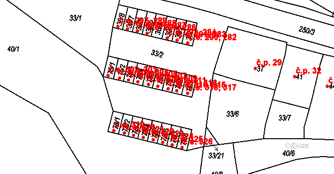 Chanov 313,314, Obrnice na parcele st. 75/7 v KÚ Chanov, Katastrální mapa