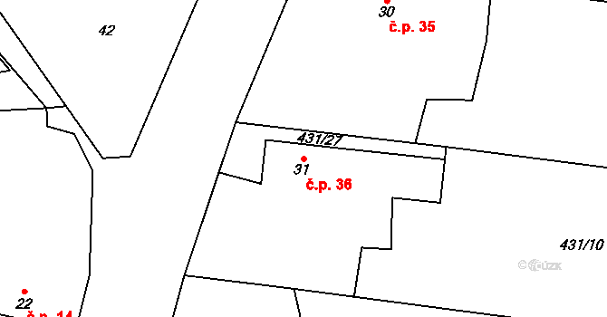 Kožlí u Čížové 36, Předotice na parcele st. 31 v KÚ Kožlí u Čížové, Katastrální mapa