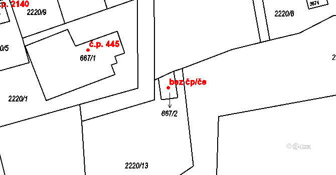 Hranice 38786397 na parcele st. 667/2 v KÚ Hranice, Katastrální mapa