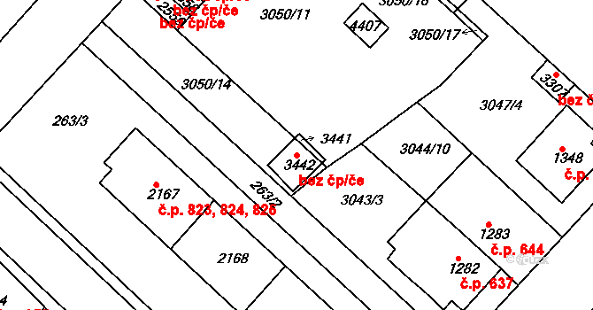 Lanškroun 45497397 na parcele st. 3442 v KÚ Lanškroun, Katastrální mapa