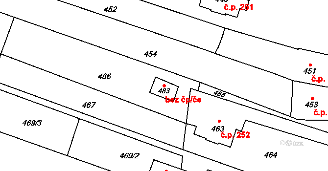 Lipůvka 46012397 na parcele st. 483 v KÚ Lipůvka, Katastrální mapa