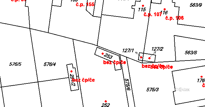 Řečany nad Labem 46776397 na parcele st. 253 v KÚ Řečany nad Labem, Katastrální mapa