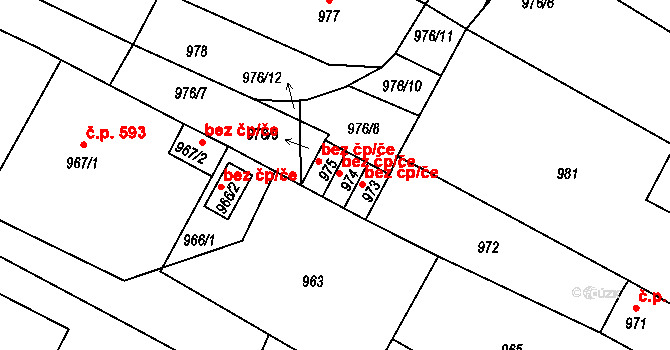 Veselí nad Lužnicí 47447397 na parcele st. 974 v KÚ Veselí nad Lužnicí, Katastrální mapa