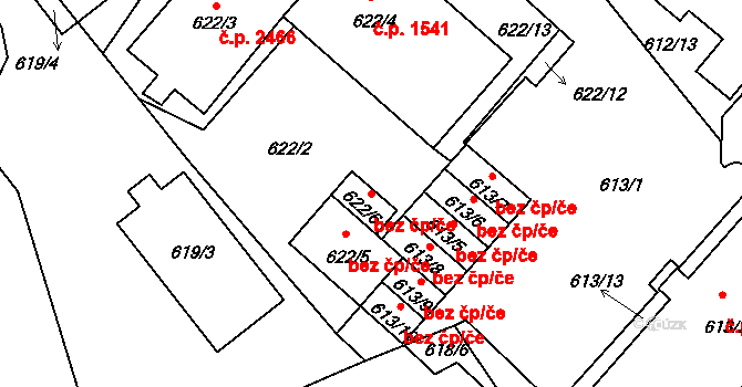 Pelhřimov 48541397 na parcele st. 622/6 v KÚ Pelhřimov, Katastrální mapa