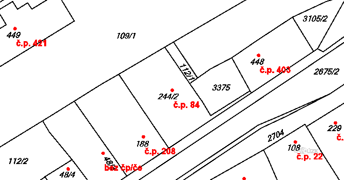 Zlechov 84 na parcele st. 244/2 v KÚ Zlechov, Katastrální mapa