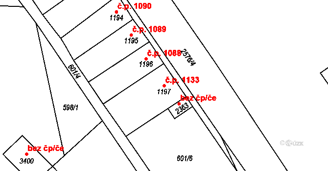 Hlinsko 1133 na parcele st. 1197 v KÚ Hlinsko v Čechách, Katastrální mapa