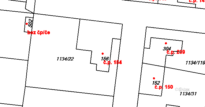 Opařany 154 na parcele st. 156 v KÚ Opařany, Katastrální mapa