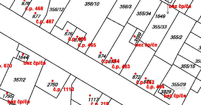Sušice II 464, Sušice na parcele st. 874 v KÚ Sušice nad Otavou, Katastrální mapa