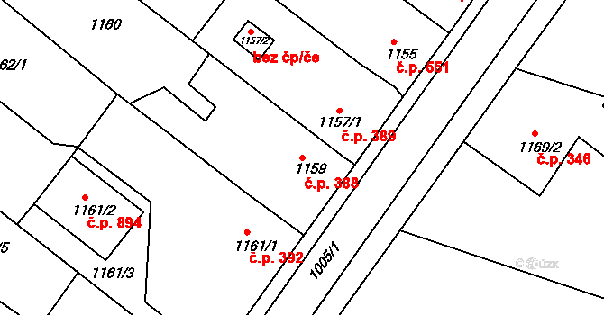 Česká Skalice 388 na parcele st. 1159 v KÚ Česká Skalice, Katastrální mapa