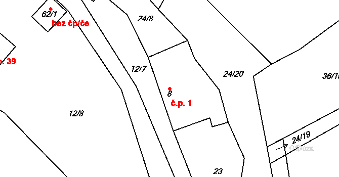 Vřesice 1, Sulíkov na parcele st. 8 v KÚ Vřesice, Katastrální mapa