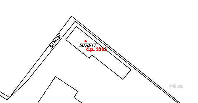 Znojmo 3363 na parcele st. 5676/17 v KÚ Znojmo-město, Katastrální mapa