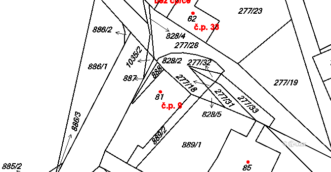 Heřmaň 9, Jeřišno na parcele st. 81 v KÚ Jeřišno, Katastrální mapa