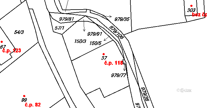 Dlouhá Ves 118, Rychnov nad Kněžnou na parcele st. 37 v KÚ Dlouhá Ves u Rychnova nad Kněžnou, Katastrální mapa