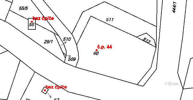 Štipoklasy 44 na parcele st. 60 v KÚ Štipoklasy u Černín, Katastrální mapa