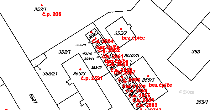Jihlava 2859 na parcele st. 353/8 v KÚ Jihlava, Katastrální mapa