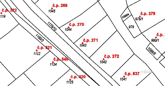 Šardice 271 na parcele st. 1043 v KÚ Šardice, Katastrální mapa