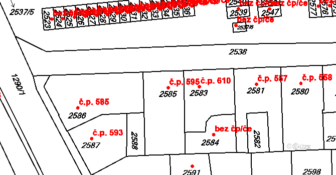 Kročehlavy 595, Kladno na parcele st. 2585 v KÚ Kročehlavy, Katastrální mapa