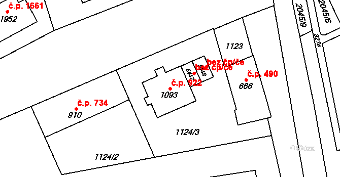 Šumperk 922 na parcele st. 1093 v KÚ Šumperk, Katastrální mapa