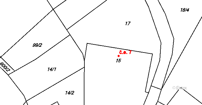 Broumovice 7, Neustupov na parcele st. 15 v KÚ Broumovice, Katastrální mapa