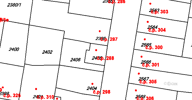 Mimoň I 288, Mimoň na parcele st. 2405 v KÚ Mimoň, Katastrální mapa