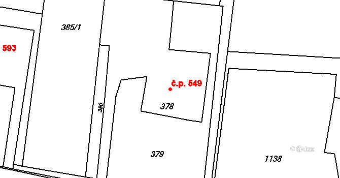 Lutyně 549, Orlová na parcele st. 378 v KÚ Horní Lutyně, Katastrální mapa