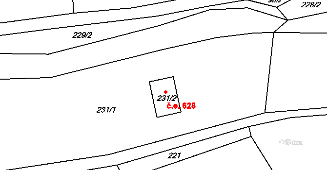 Brná 628, Ústí nad Labem na parcele st. 231/2 v KÚ Brná nad Labem, Katastrální mapa