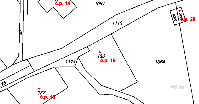 Rozsocha 15, Orlické Podhůří na parcele st. 136 v KÚ Rviště, Katastrální mapa