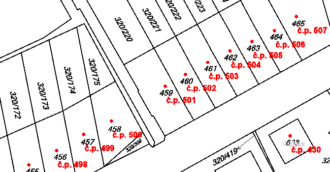 Přední Ptákovice 501, Strakonice na parcele st. 459 v KÚ Přední Ptákovice, Katastrální mapa