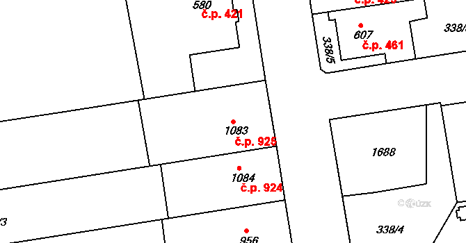 Uherské Hradiště 925 na parcele st. 1083 v KÚ Uherské Hradiště, Katastrální mapa