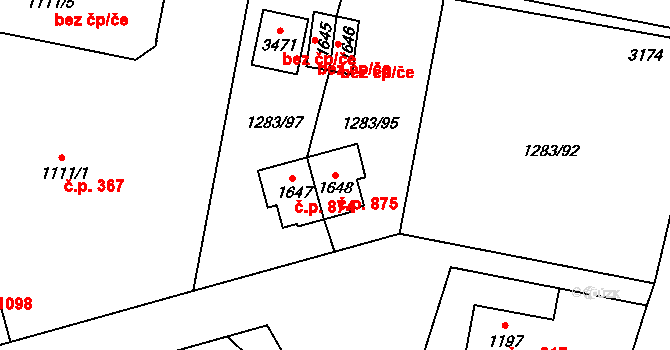 Litomyšl-Město 875, Litomyšl na parcele st. 1648 v KÚ Litomyšl, Katastrální mapa