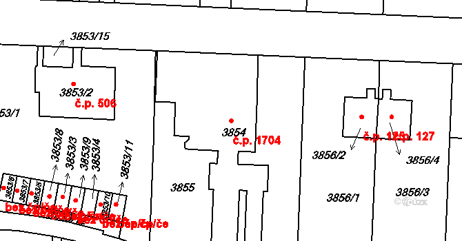 Dejvice 1704, Praha na parcele st. 3854 v KÚ Dejvice, Katastrální mapa