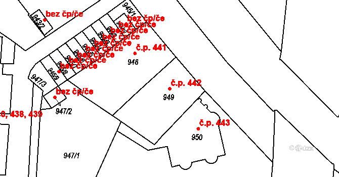 České Budějovice 6 442, České Budějovice na parcele st. 949 v KÚ České Budějovice 6, Katastrální mapa