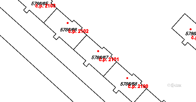 Česká Lípa 2101 na parcele st. 5786/67 v KÚ Česká Lípa, Katastrální mapa