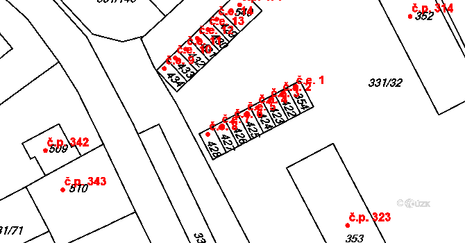 Čebín 6 na parcele st. 426 v KÚ Čebín, Katastrální mapa