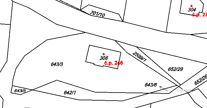 Libá 246 na parcele st. 308 v KÚ Libá, Katastrální mapa