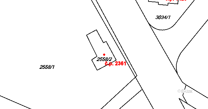 Břevnov 2361, Praha na parcele st. 2558/2 v KÚ Břevnov, Katastrální mapa