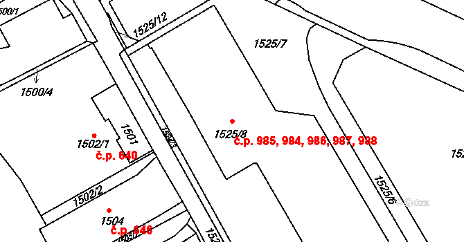 Šluknov 984,985,986,987,988 na parcele st. 1525/8 v KÚ Šluknov, Katastrální mapa