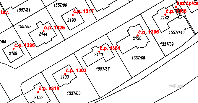 Rosice 1304 na parcele st. 2120 v KÚ Rosice u Brna, Katastrální mapa