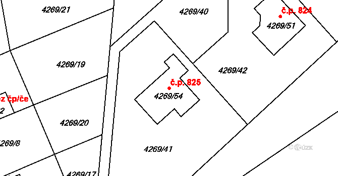Litomyšlské Předměstí 825, Vysoké Mýto na parcele st. 4269/54 v KÚ Vysoké Mýto, Katastrální mapa