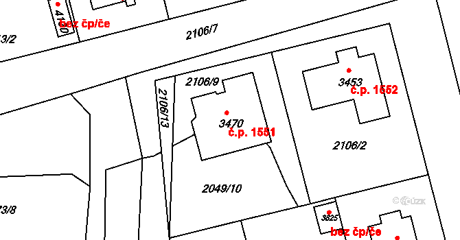 Humpolec 1551 na parcele st. 3470 v KÚ Humpolec, Katastrální mapa