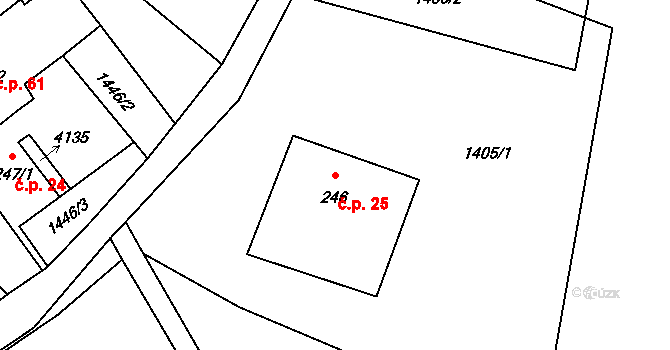 Koruna 25 na parcele st. 246 v KÚ Koruna, Katastrální mapa