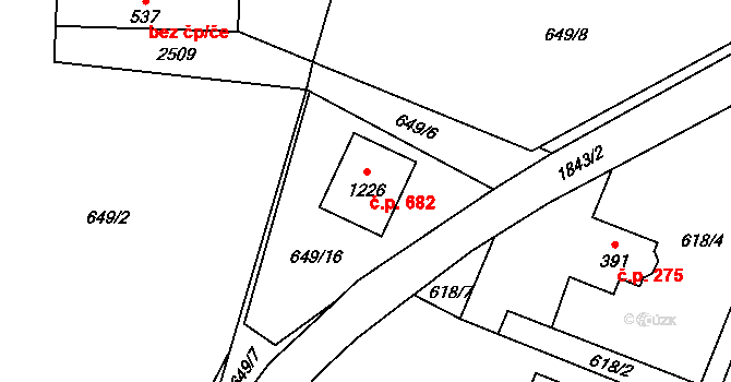 Mirošov 682 na parcele st. 1226 v KÚ Mirošov, Katastrální mapa