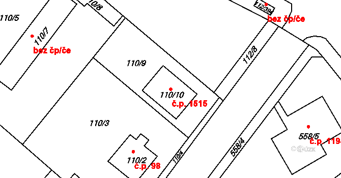 Stará Boleslav 1515, Brandýs nad Labem-Stará Boleslav na parcele st. 110/10 v KÚ Stará Boleslav, Katastrální mapa