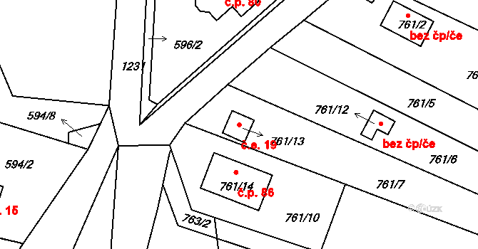 Krasetín 19, Holubov na parcele st. 761/13 v KÚ Holubov, Katastrální mapa