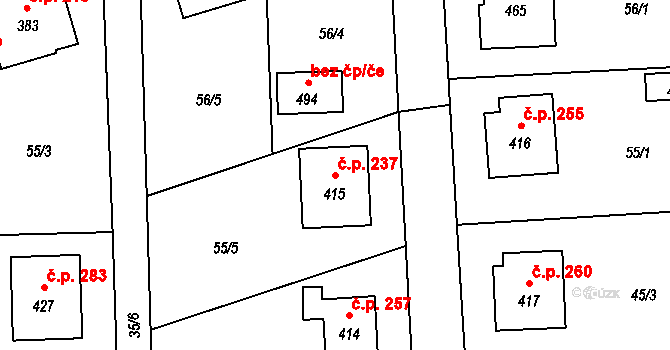 Čechtice 237 na parcele st. 415 v KÚ Čechtice, Katastrální mapa