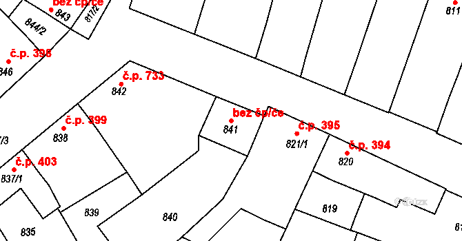 Mikulčice 38916398 na parcele st. 841 v KÚ Mikulčice, Katastrální mapa