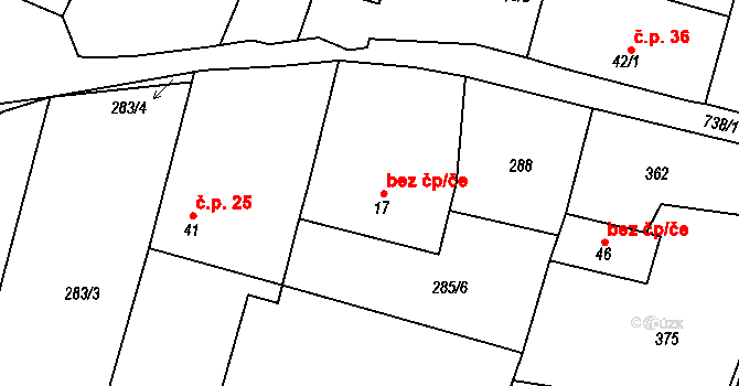 Chotoviny 40917398 na parcele st. 17 v KÚ Jeníčkova Lhota, Katastrální mapa