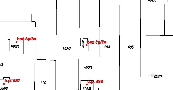 Holešov 41044398 na parcele st. 693/2 v KÚ Všetuly, Katastrální mapa