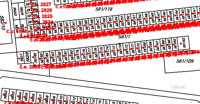 Bludovice 2680, Havířov na parcele st. 581/75 v KÚ Bludovice, Katastrální mapa